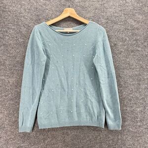 Benedetta B. Sweater Pullover Women M Medium Blue Knit Wool Embroidered Casual